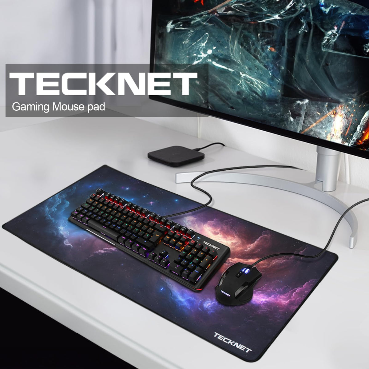 TECKNET Gaming Mouse Mat, 900x400x3mm Large Mouse Pad - Black