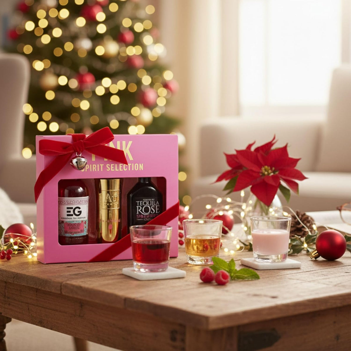 Pink Trio Gift Set, Au Vodka, Tequila Rose & Edinburgh Gin