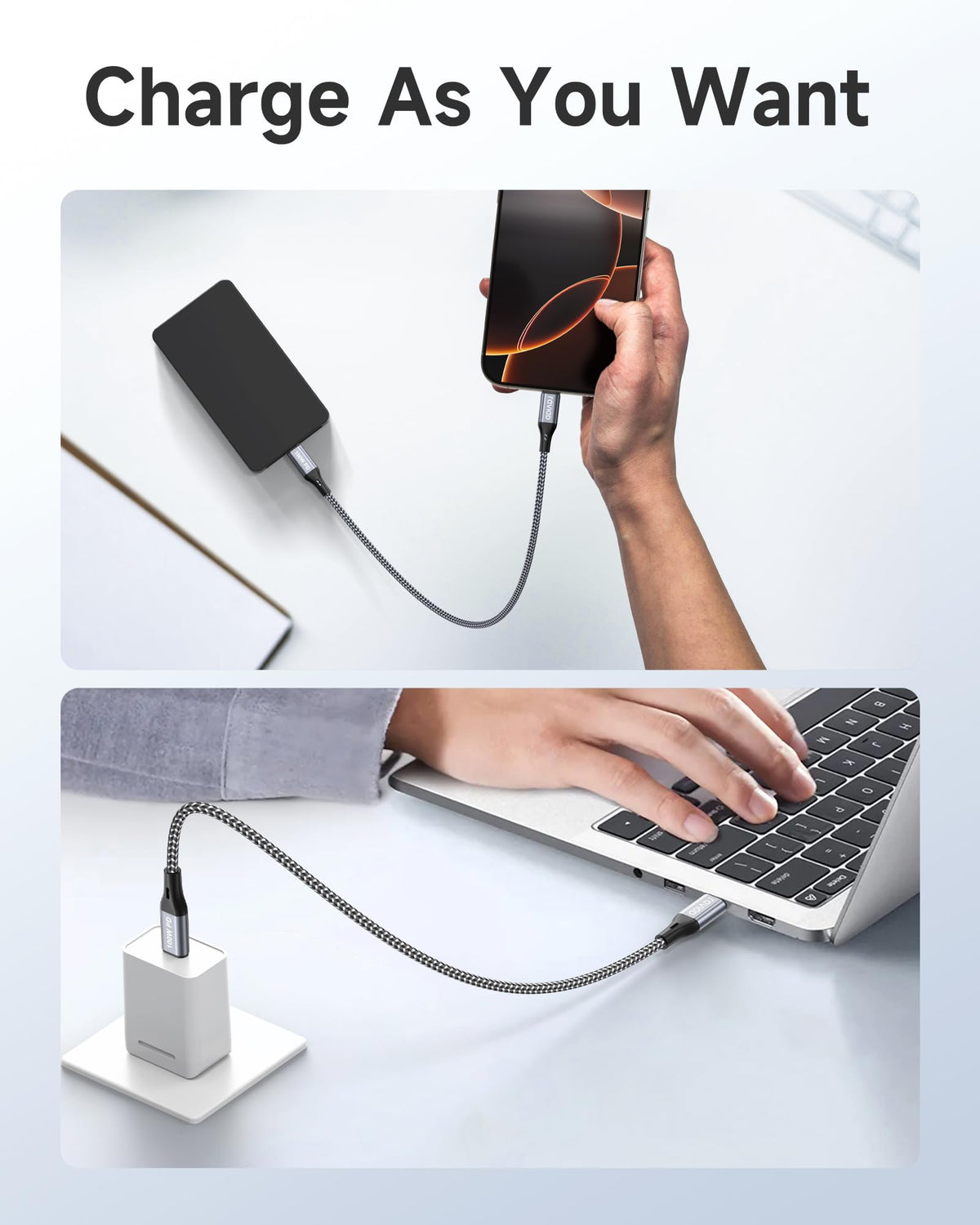 RAVIAD 100W USB C to USB C Charger Cable 2M 2Pack, USBC to USBC Cable 5A