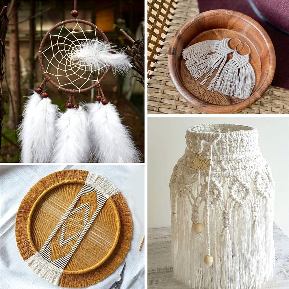 jijAcraft 4MM White Macrame Cord: 100M Cotton String Twine for Crafts