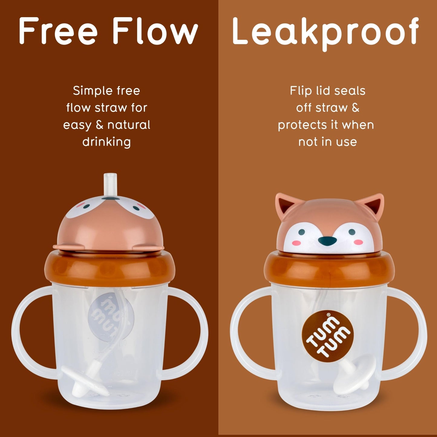 TUM TUM Tippy Up Free Flow Sippy Cup (No Valve), Sippy Cup for Toddlers, 200ml, BPA Free (Betsy Bear S3)