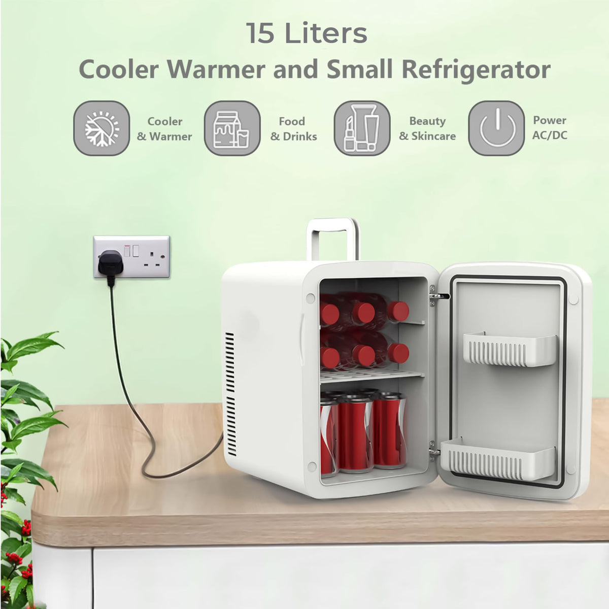 Crystals 4/10/15L Litre Mini Fridge, Table Top Small Fridge Cooler & Warmer for Car Bedrooms Desk Office, 12V DC - 220 AC, Mini Fridge for Bedrooms – Energy Efficient (Black, 4L Litre)
