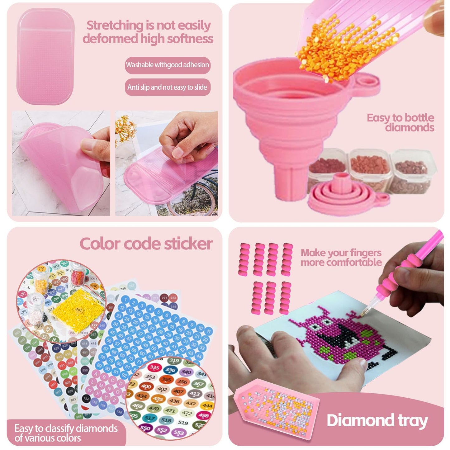 DNSGOOR 189Pcs All Inclusive Diamond Art Accessories Kit Diamond Painting A4 LED Light Pad Set with Diamond Art Sealer Glue Stand Storage Case Pens 5D Painting Tools for DIY Drill Craft