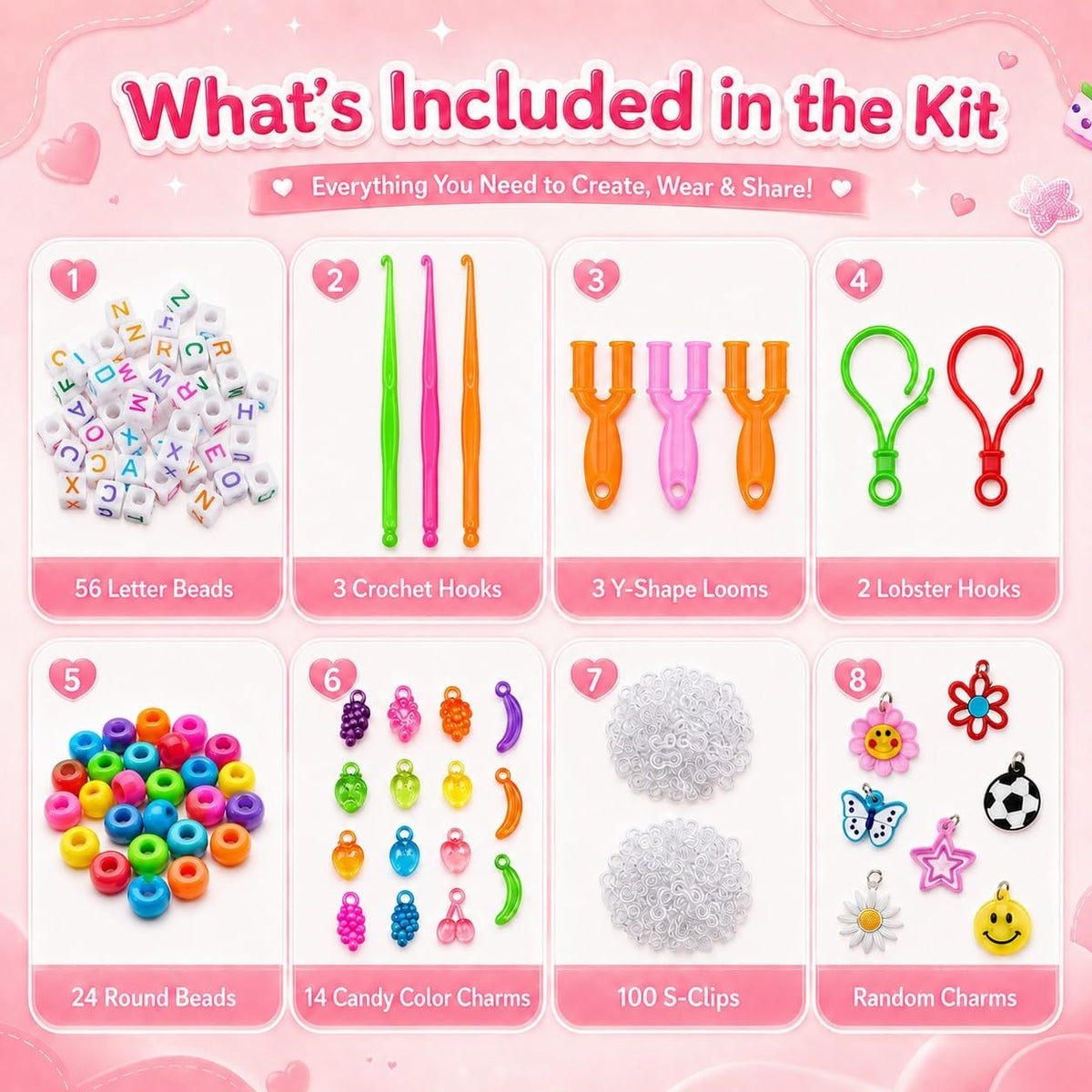 BIZEE 2700+ Loom Bands, Loom Band Kit for Boys and Girls with 32 Dazzling Colours, Baby Hair Bands for Ponytails, Loom Rubber Bands for DIY Bracelet Making with Accessories and Storage Box