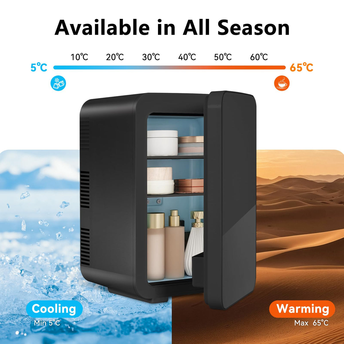 ARTETHYS Mini Fridge for Bedrooms, 10L Small Portable Car Fridges
