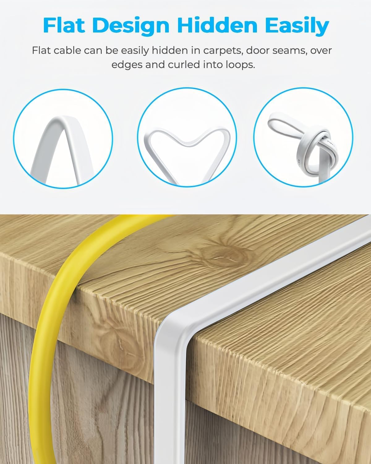 DDMALL Cat 8 Ethernet Cable 5m, 40Gbps Flat Internet Cable (5 Meter, White)
