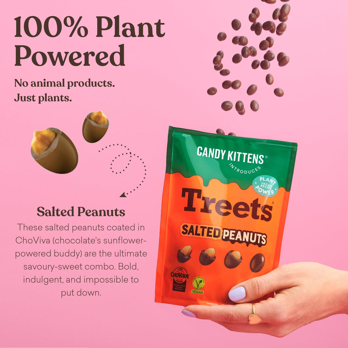 Candy Kittens Treets Rice Crispy Vegan Chocolate Snack, 120g, 1 Pack