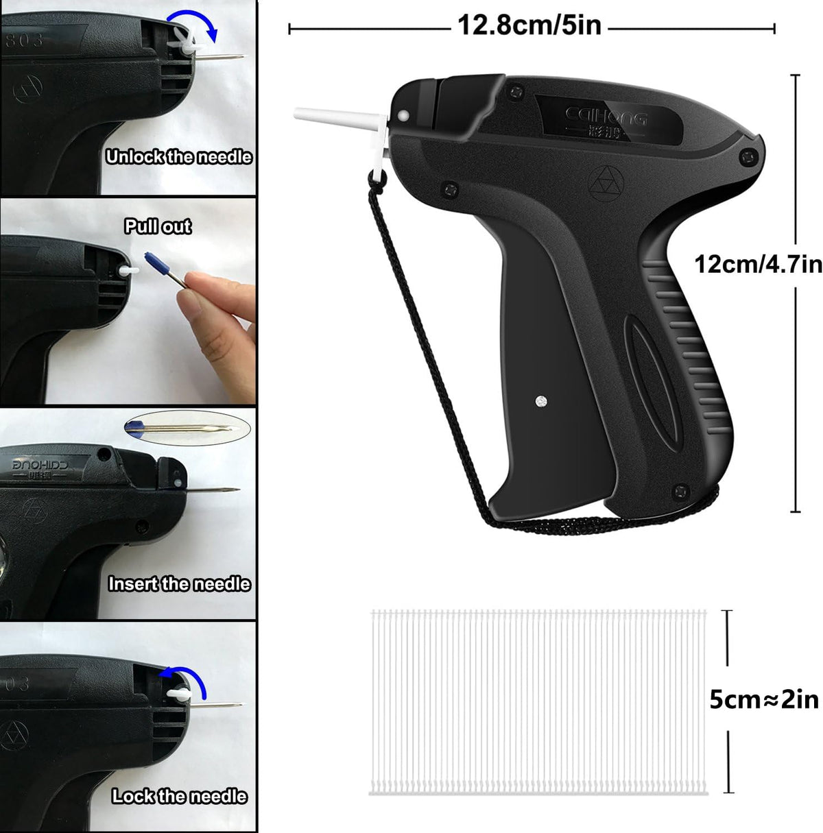 Stitchy Quick Clothing Fixer, Mini Stitch Gun for Clothes, Clothing Stitch Tagging Gun with Case,Stitchy Tool with 6 Needles,1500 Black & 1500 White 5mm Micro Fasteners