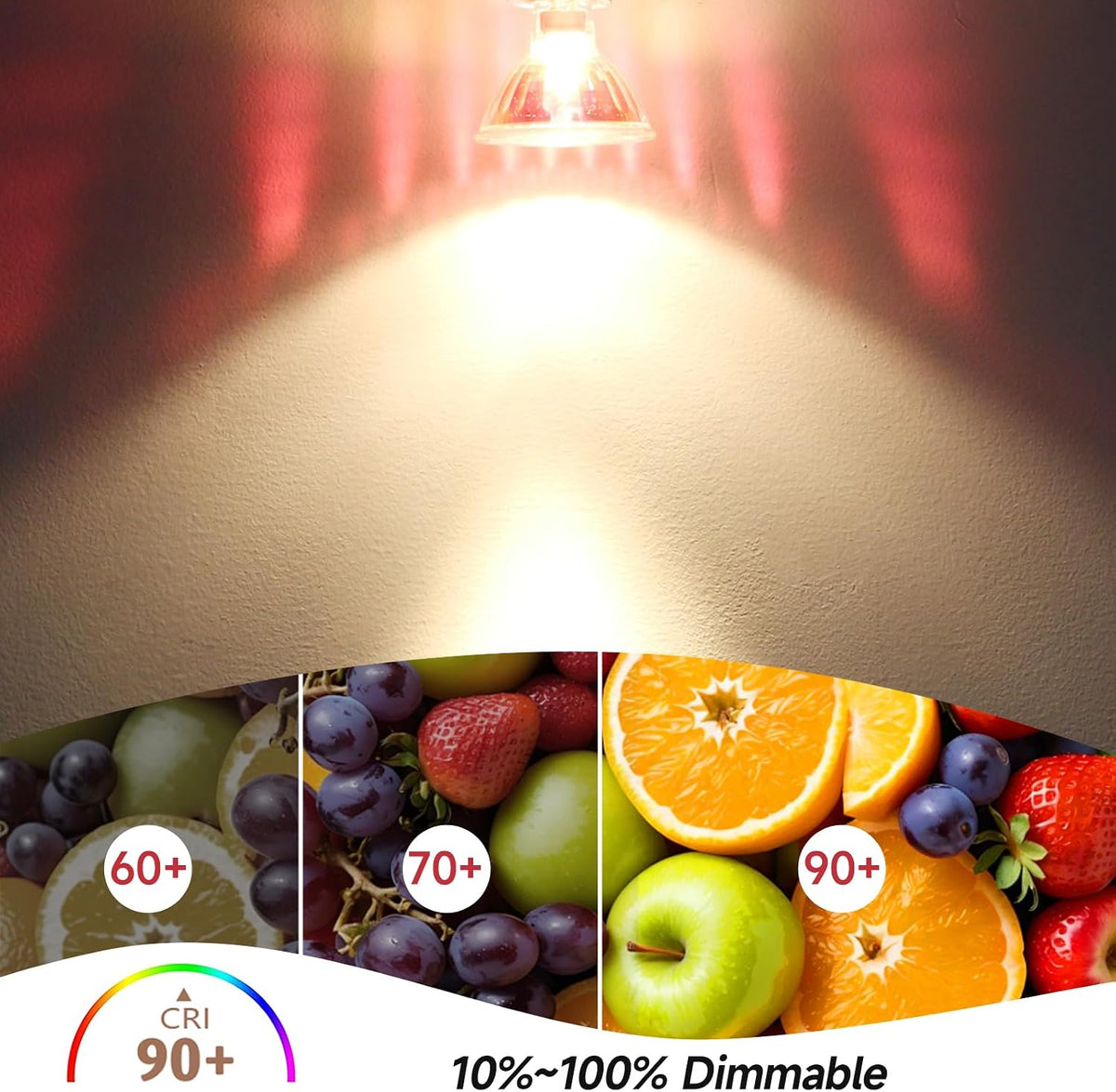 GMY 4000 Hours Lifetime MR16 Halogen Light Bulbs 50W 12V Dimmable Spotlights for Ceiling Light, 36° Beam Angle, 3000K Warm White, GU5.3 Base, Dichroic 6 Pack