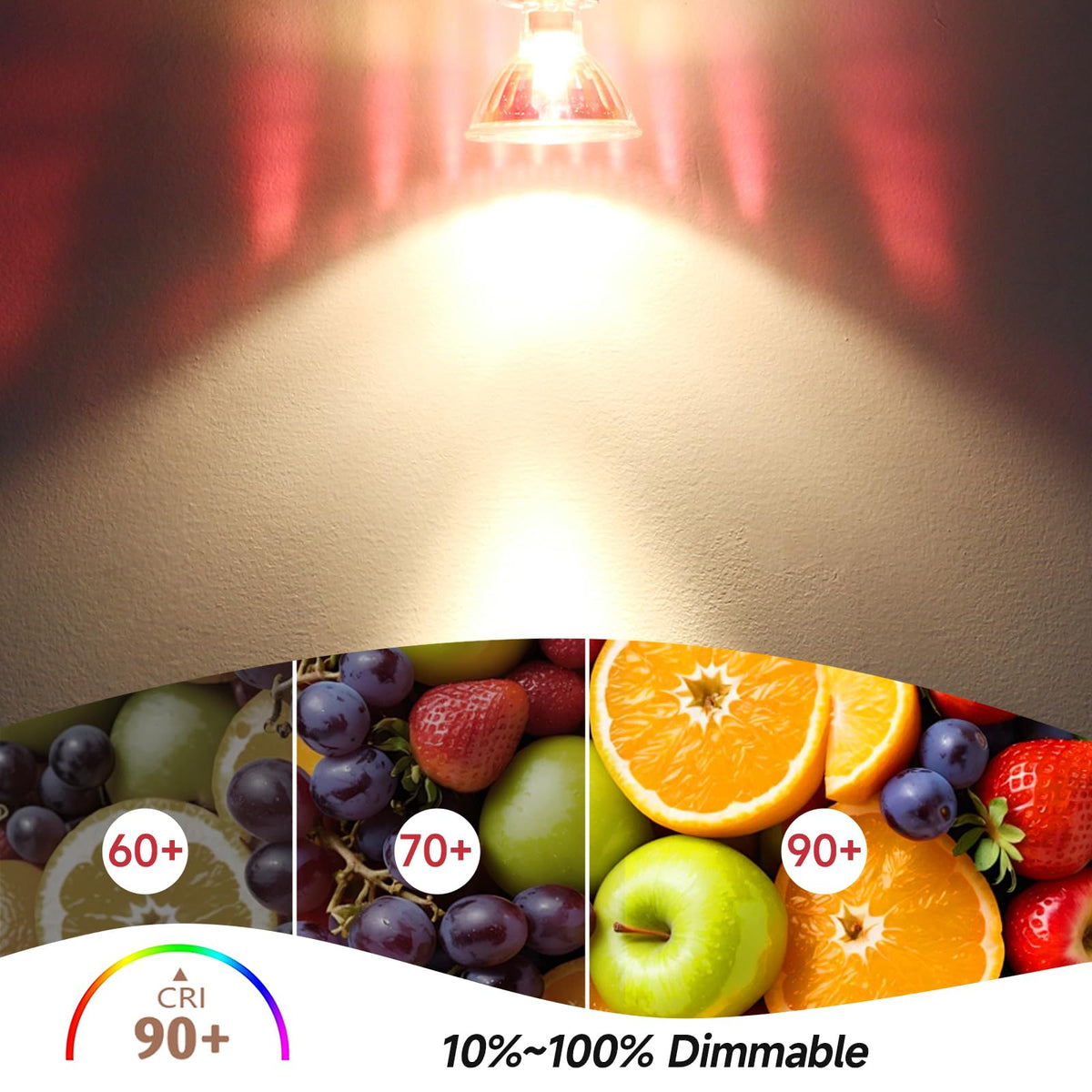 GMY 4000 Hours Lifetime MR16 Halogen Light Bulbs 50W 12V Dimmable Spotlights for Ceiling Light, 36° Beam Angle, 3000K Warm White, GU5.3 Base, Dichroic 6 Pack