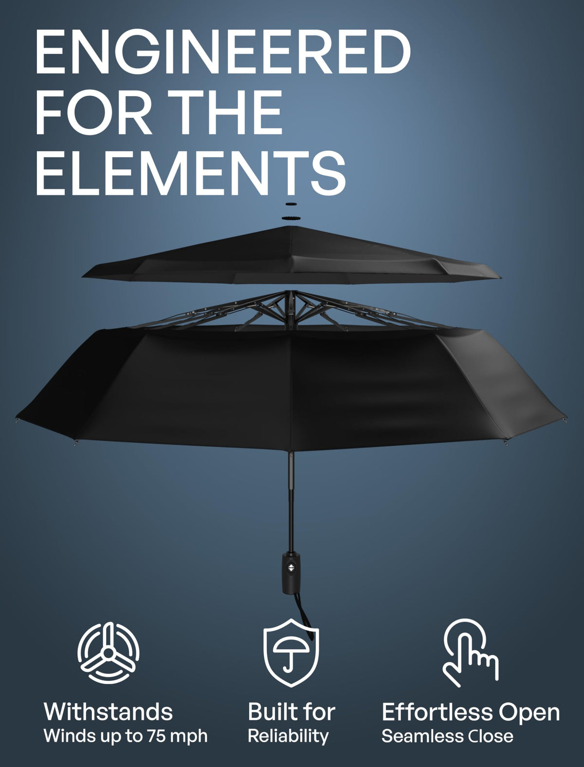 Repel Windproof Travel Umbrella - Compact & Withstands Winds up to 100MPH, Strongest Premium Auto Folding Umbrella for Rain and Sun - Durable, Light & Portable for Women & Men, Fits Backpack & Cars