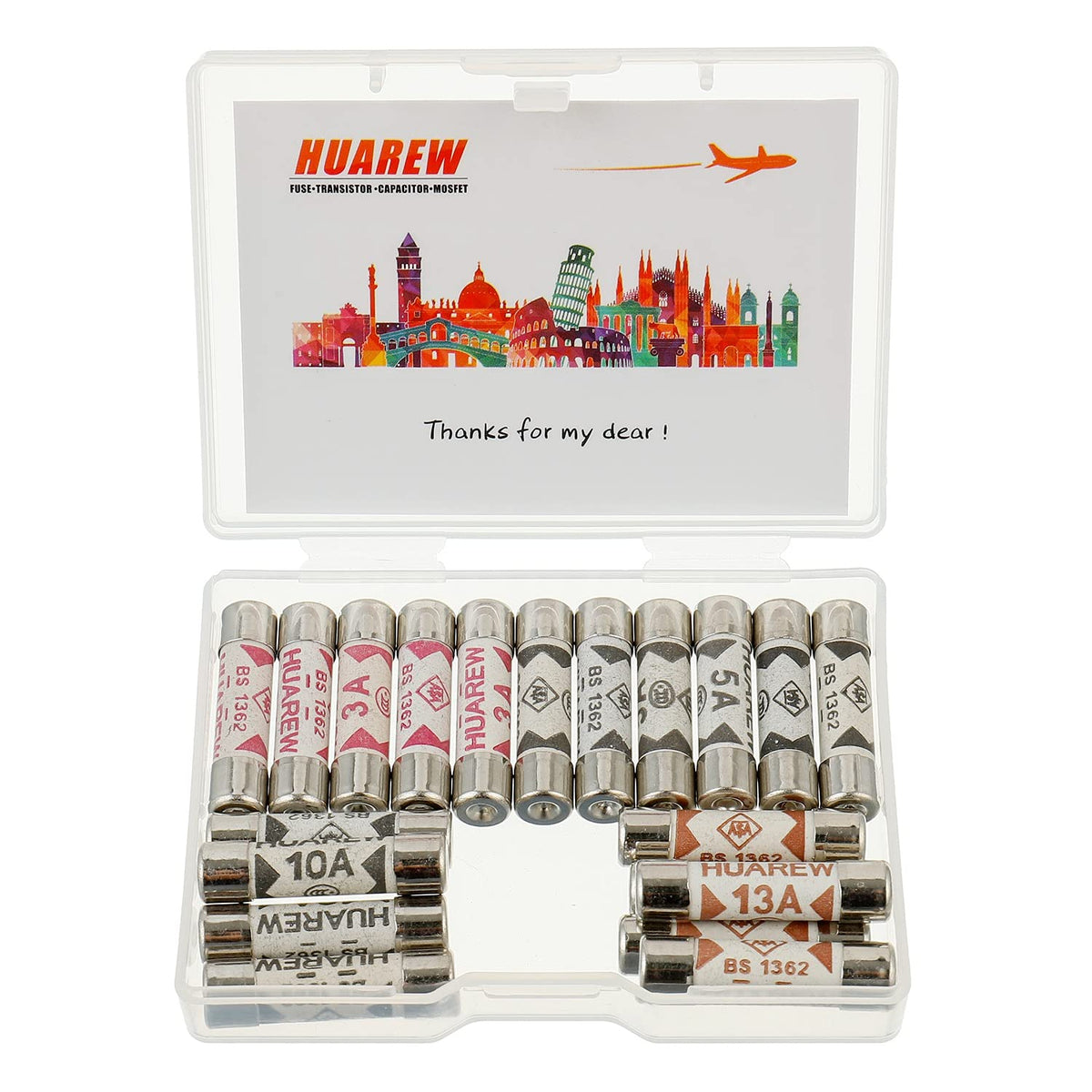 5 Values 100 Pcs 6.3x25 mm BS1362 1 3 5 10 13 A amp 240 V volt 0.248x0.984 Inch Ceramic Tube Fuses Assortment Kit