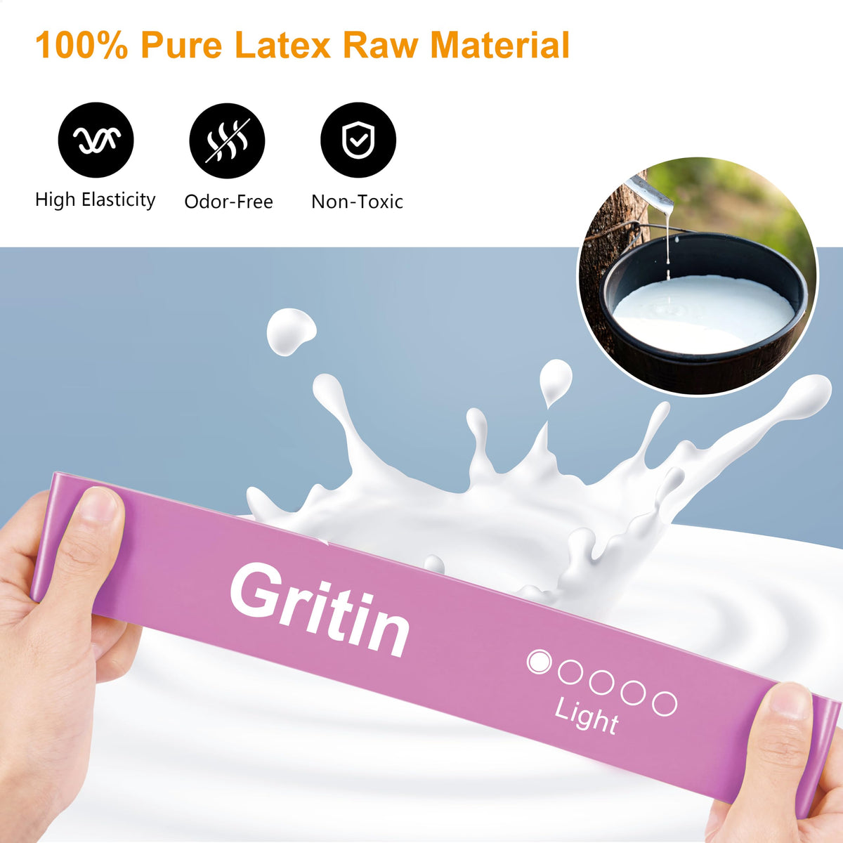 Gritin Resistance Bands, Set of 5 Skin-Friendly Resistance Exercise Band