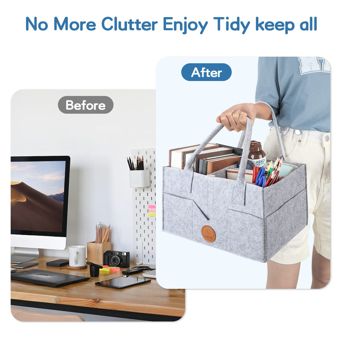 Maliton Nappy Caddy Organiser with 8 Pockets & Removable Dividers (Khaki)