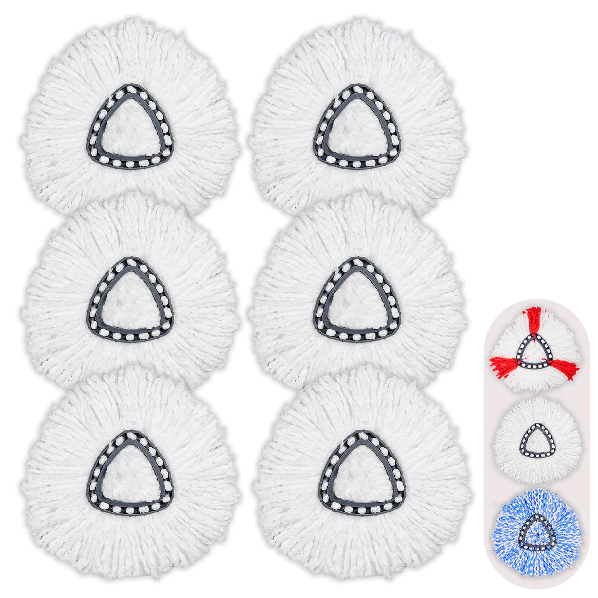 6 Pack Mop Head Replacement Compatible for vileda Triangle Swivel Mops - Mop heads replacement（BLUE）