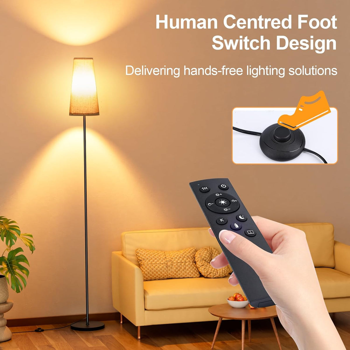 LED Floor Lamp Dimmable with Remote Control, 67" Modern Standing Tall Lamp