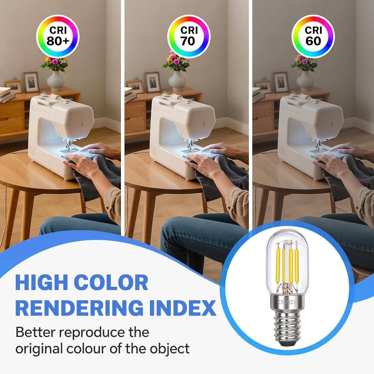 E14 Cooker Hood Light Bulbs Cool White 6000K, 400LM, 230V, T25 LED 4W Replacement for E14 Tubular Bulb 40W 28W, Small Screw Extractor Fan Bulbs, ses Retro Filament LED, Not Dimmable, pack of 2