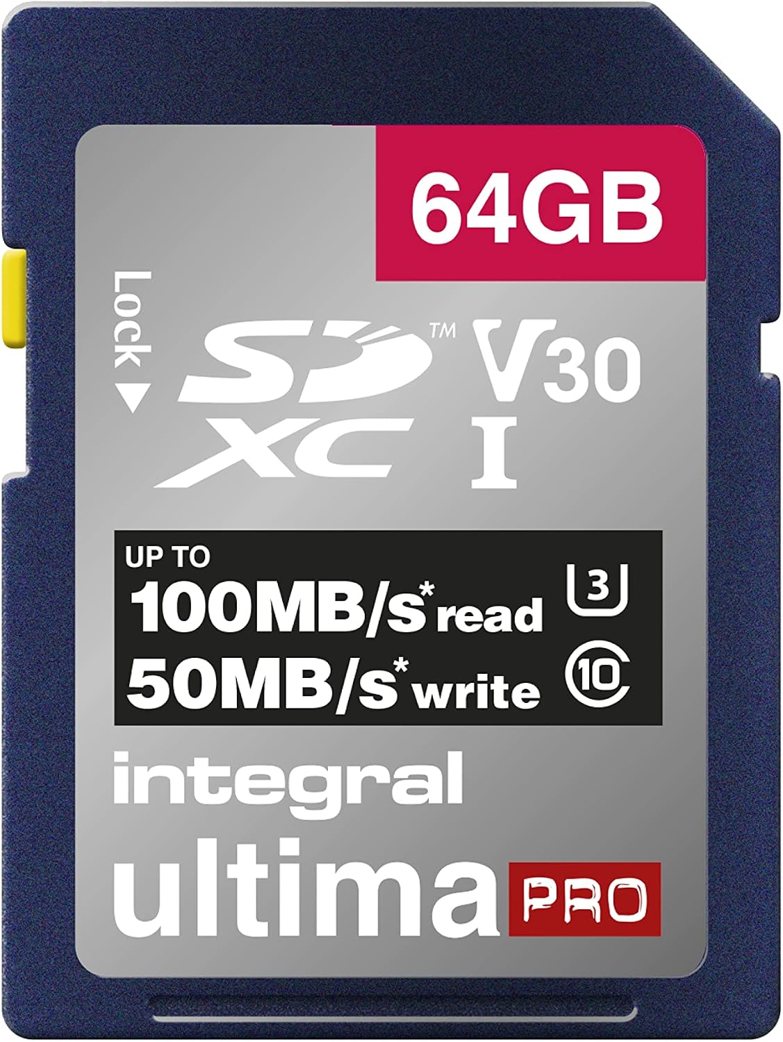 Integral 64GB SD Card 4K Ultra-HD Video High Speed SDXC V30 UHS-I U3 Class 10 Memory Card up to 100MB/s, Color May Vary