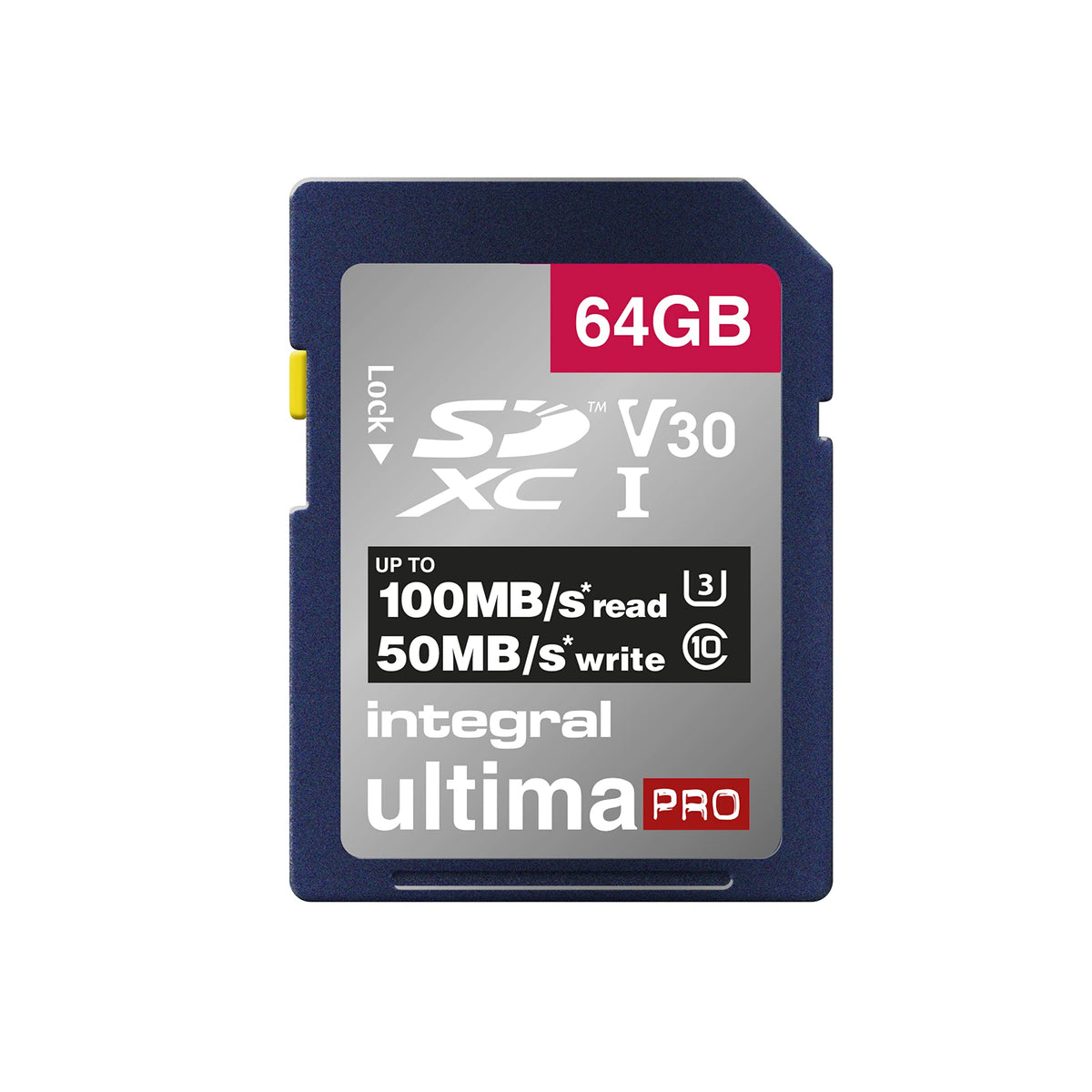 Integral 64GB SD Card 4K Ultra-HD Video High Speed SDXC V30 UHS-I U3 Class 10 Memory Card up to 100MB/s, Color May Vary