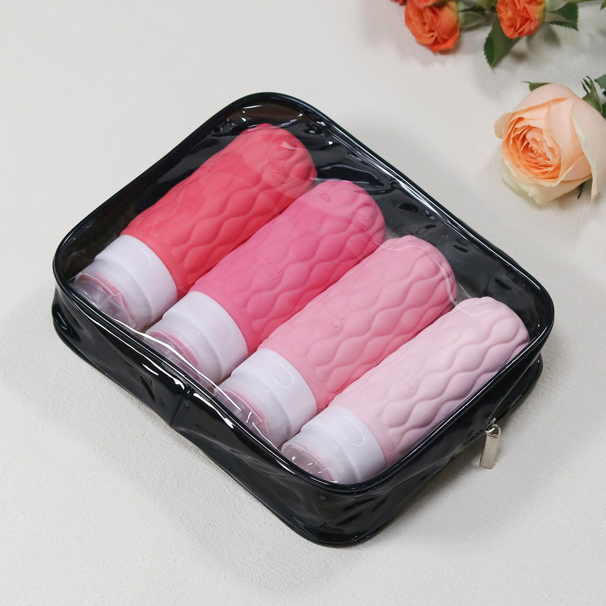 100ml Silicone Travel Bottles for Toiletries for Shampoo and Conditioner