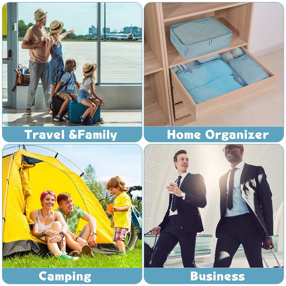 Travel Packing Cubes, Toifucos Multifunction 8pcs/set Luggage Organiser Compression Suitcase Essential Bag, Dark Gray