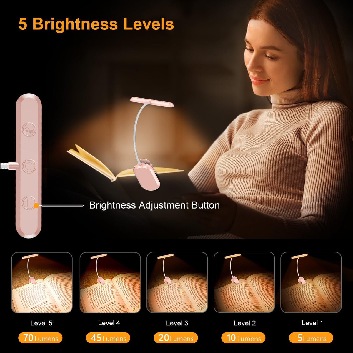 Gritin 19 LED Rechargeable Book Light for Reading in Bed - Memory Function