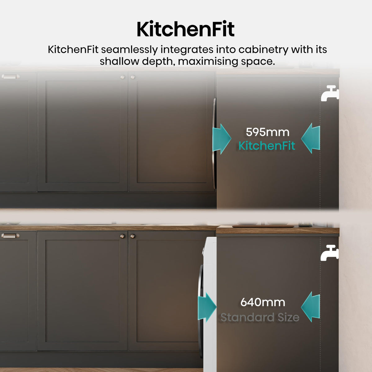 Hisense 3S Series WD3S8043BB3 Wifi Connected 8Kg and 5Kg Washer Dryer with 1400 rpm - Black - A-D Rated