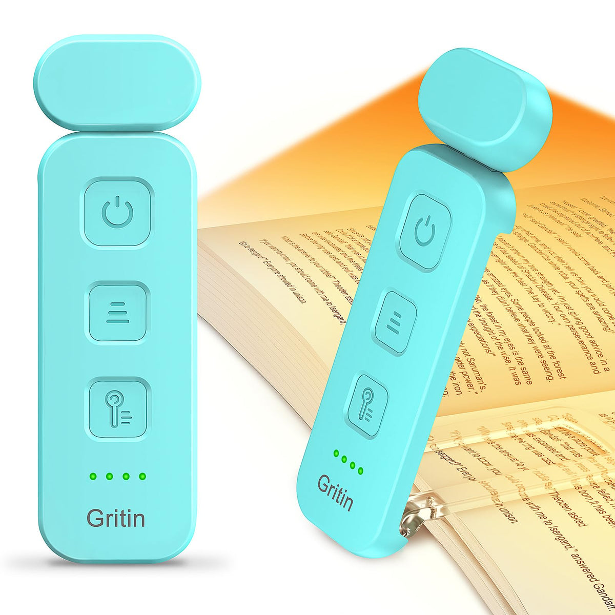 Gritin Book Light Rechargeable, Reading Light Lamp Clip on Books