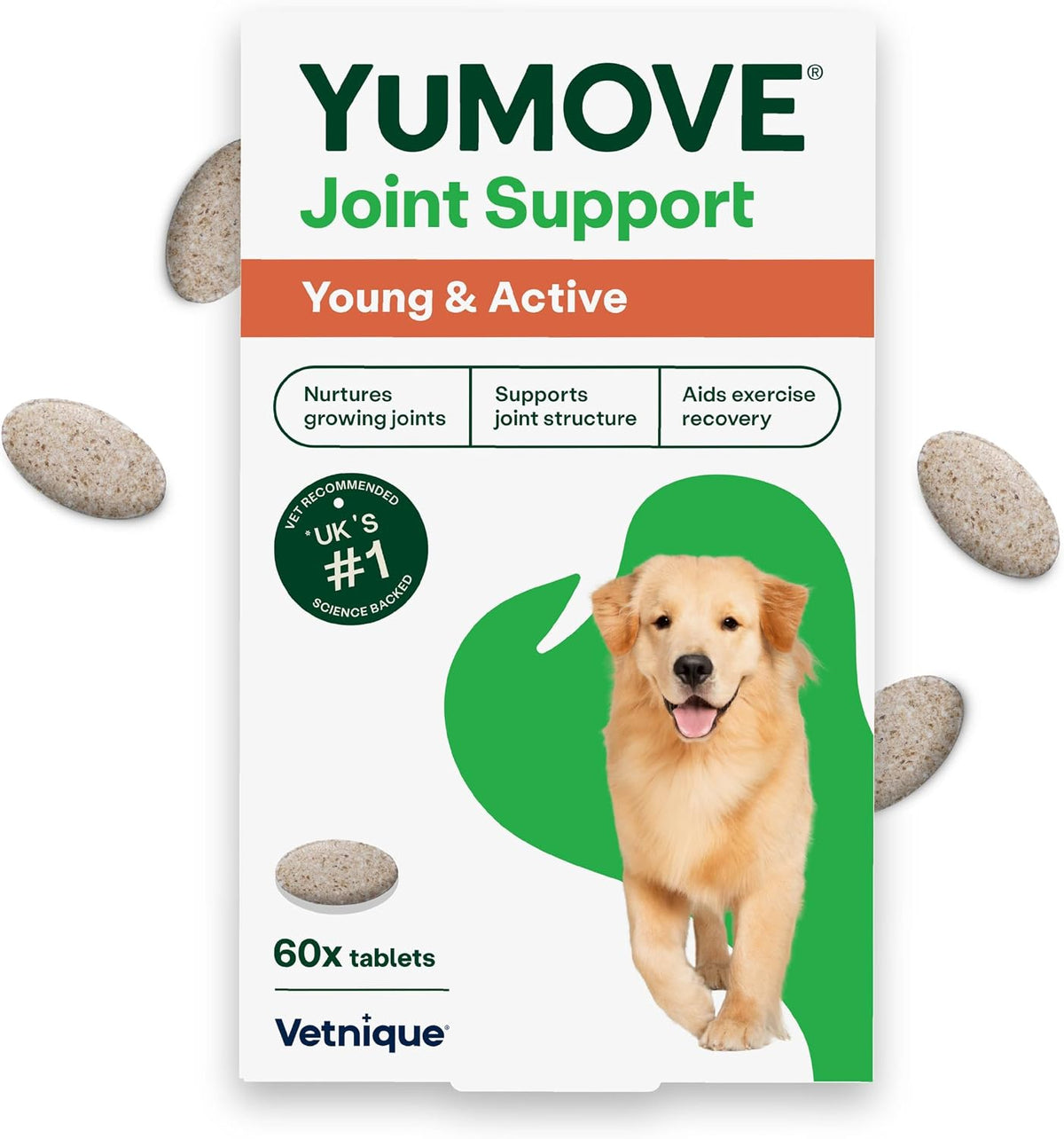 YuMOVE Young and Active Dog | Joint Supplement for Dogs to Support Active and Growing Joints Aged Under 6 | 60 Tablets Clear