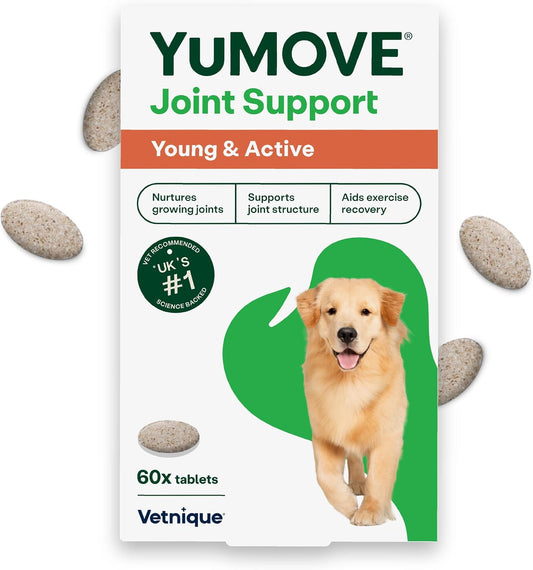 YuMOVE Young and Active Dog | Joint Supplement for Dogs to Support Active and Growing Joints Aged Under 6 | 60 Tablets Clear