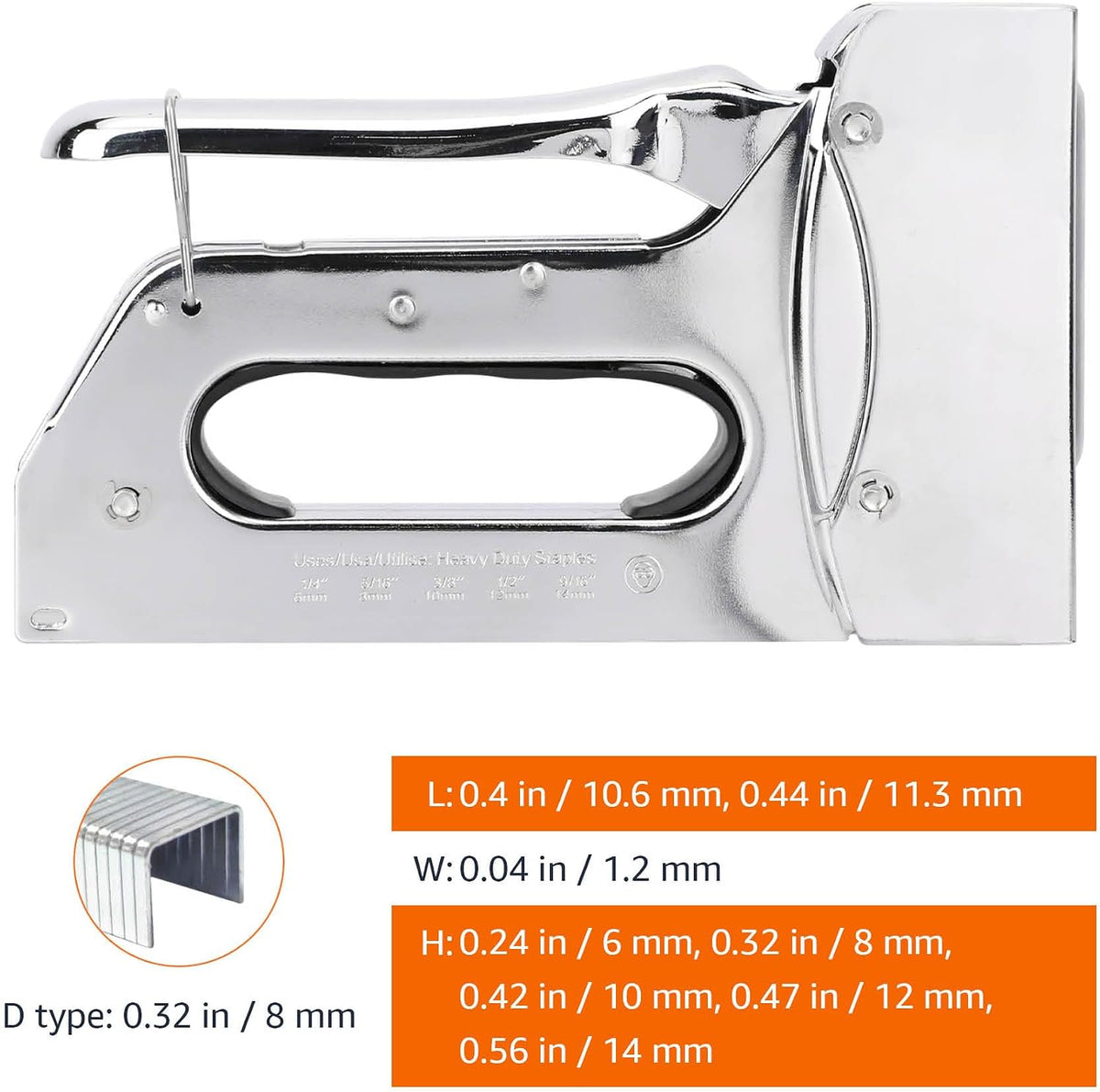 Amazon Basics Heavy Duty Stapler Gun with 1000 Staples, for Upholstery, Home Repairs, Carpentry and other Professional Projects, Silver