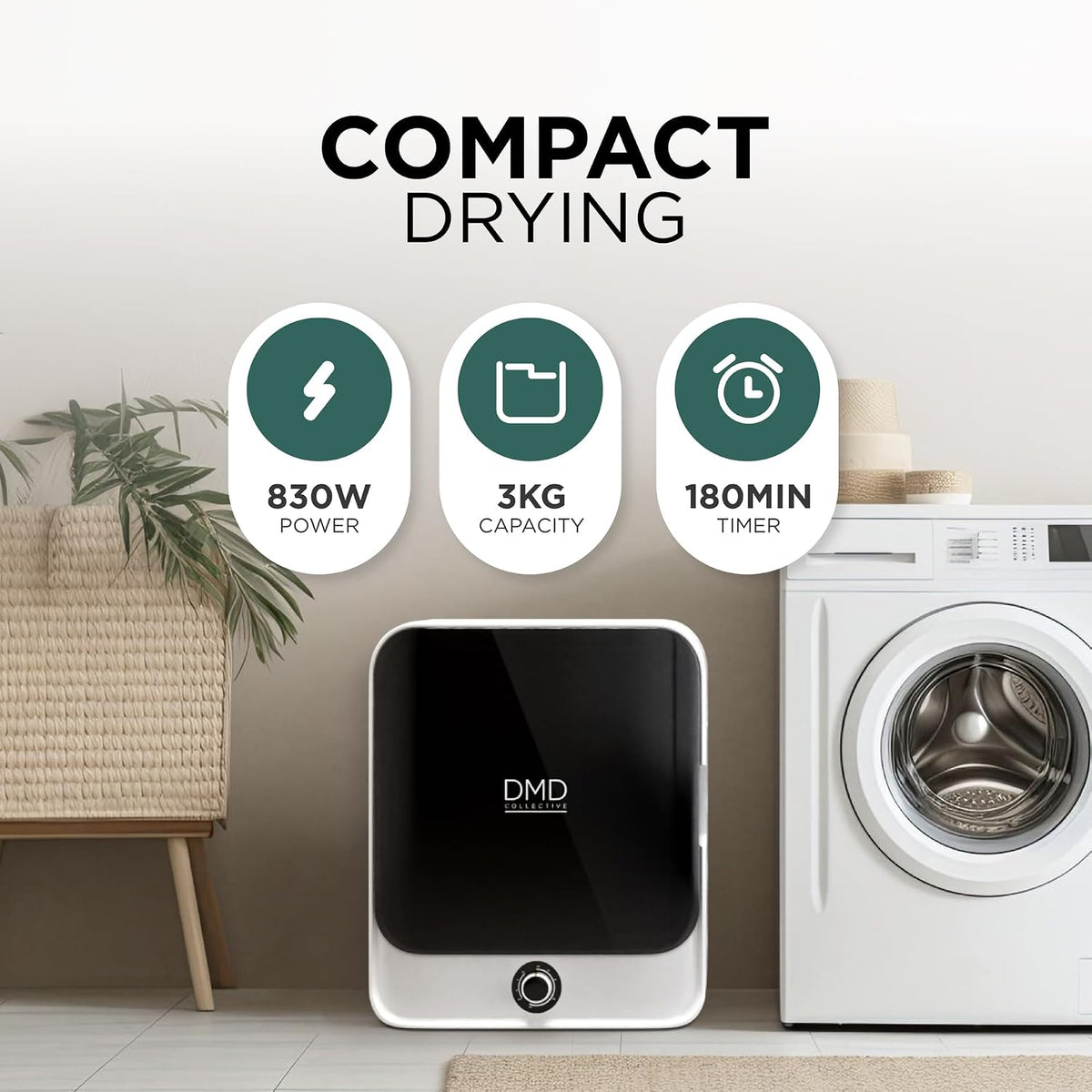 DMD Collective - 3kg Tumble Dryer, Vented Tumble Dryers, Dryer Machine