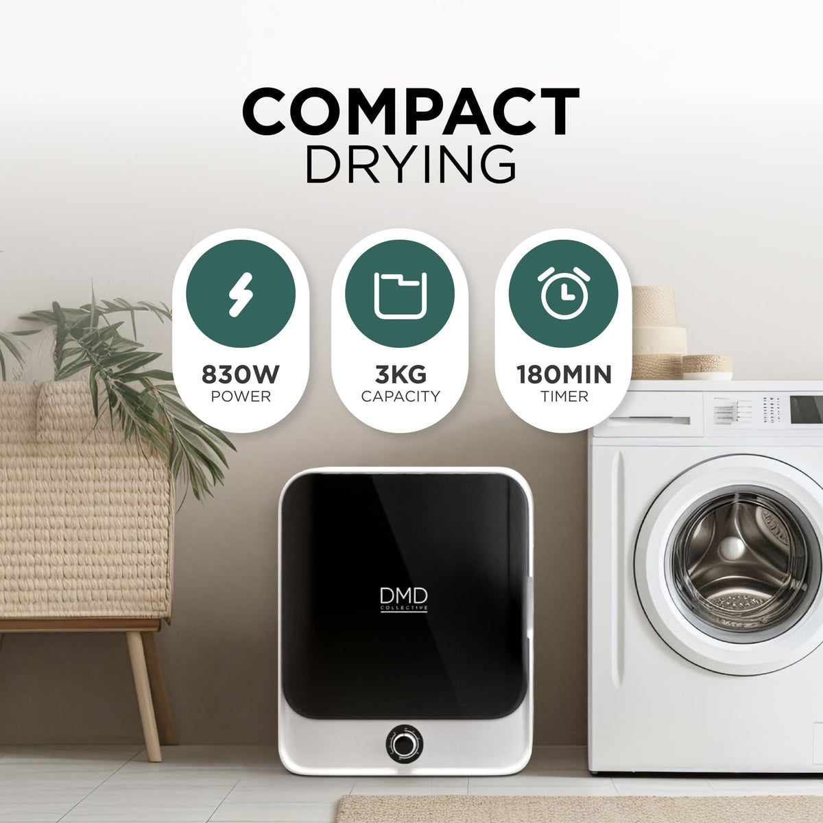 DMD Collective - 3kg Tumble Dryer, Vented Tumble Dryers, Dryer Machine