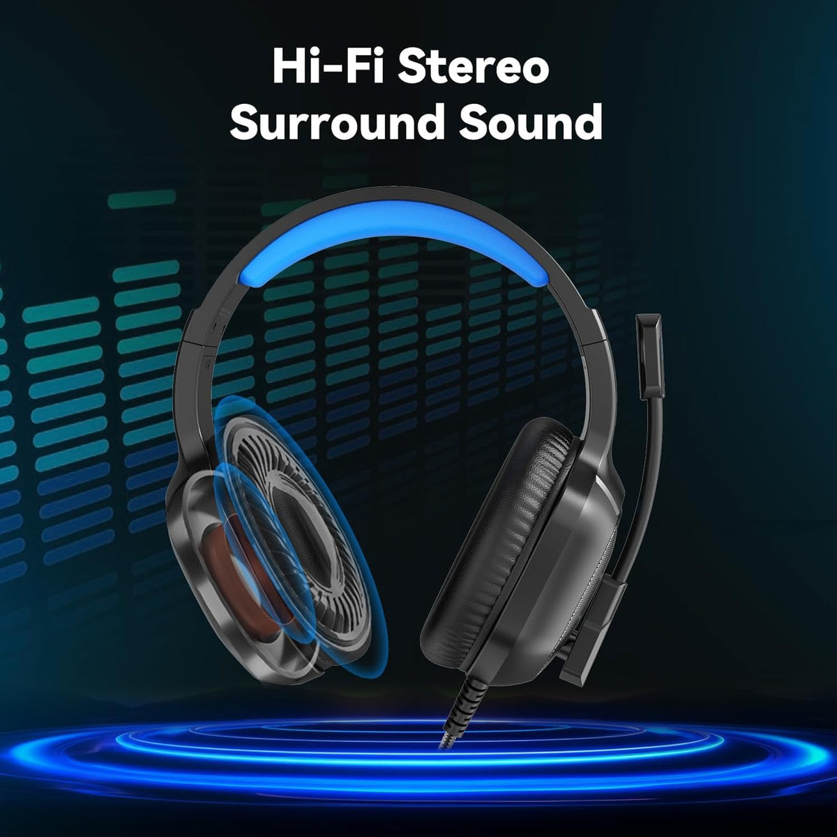 IMYB Gaming Headset with Microphone for Pc, Xbox One Series X/s, Ps4, Ps5, Stereo Wired Noise Cancelling Over-Ear Headphones with Mic, RGB, for Computer, Laptop, Mac, Gamer (White)