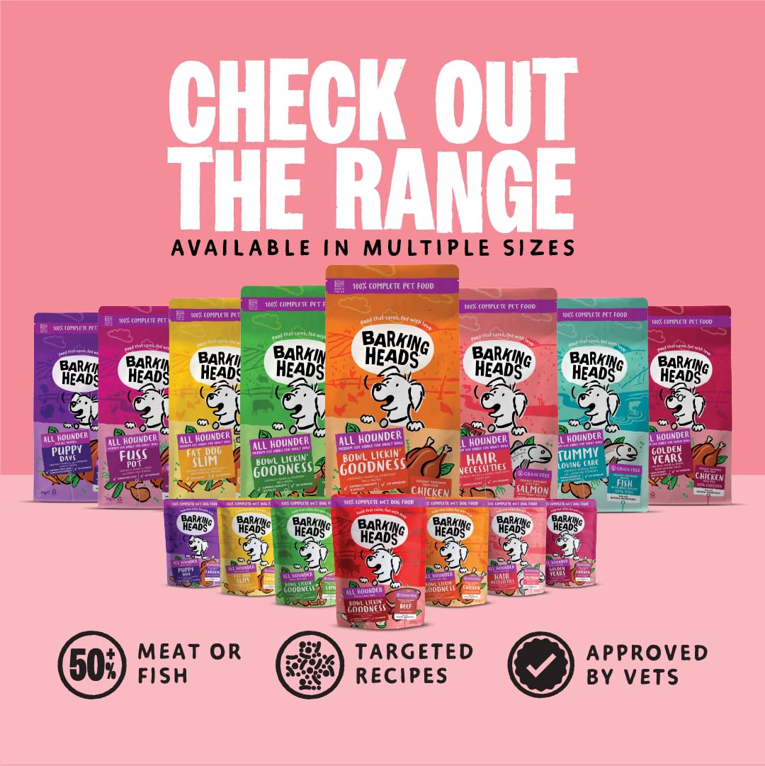 Barking Heads Adult Dog Food Wet Pouches Variety Pack Natural & Grain-Free with No Artificial Flavours Plus Added Vitamins & Minerals 6 x 300g