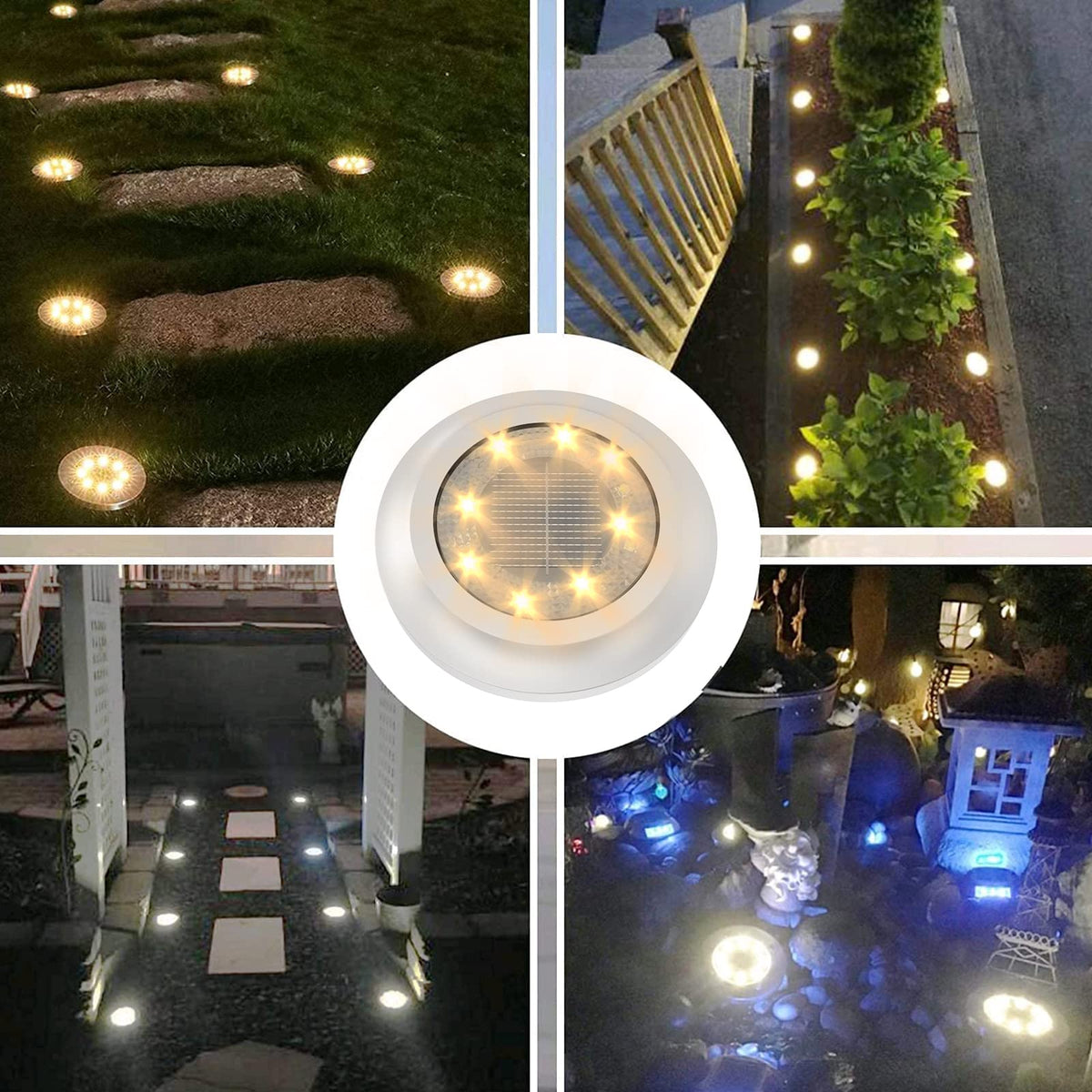 Torchtree Solar Lights Outdoor Garden,600mAh Solar Ground Lights, 8 LED Solar Disk Lights for Garden Lawn Pathway Yard Landscape Walkway（8 Pack Bright White） ﻿