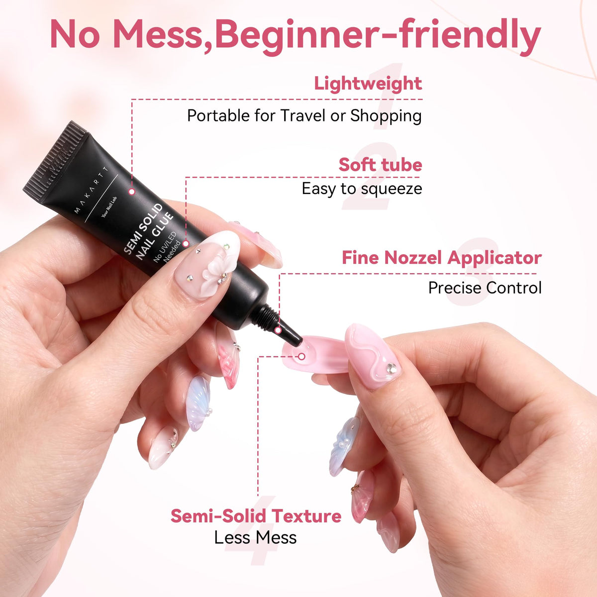 Makartt Nail Glue Extra Strong, New Super Semi Solid for Press-On Nails