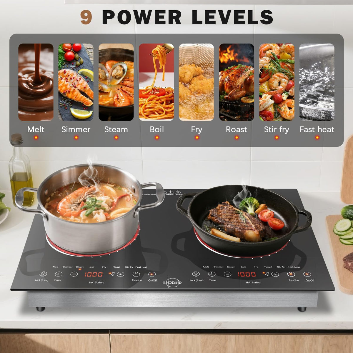 Hobsir Plug in Ceramic Hob, 2 Ring Electric Hob 60 cm