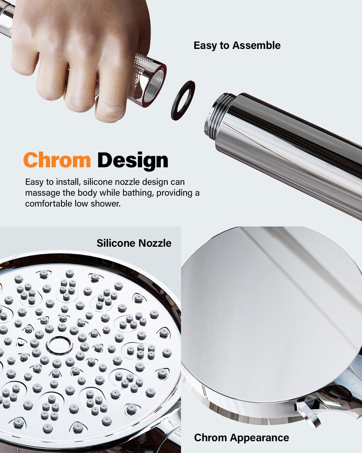 Cobbe Hard Water Filter Shower Head with 1.5m Hose and Holder