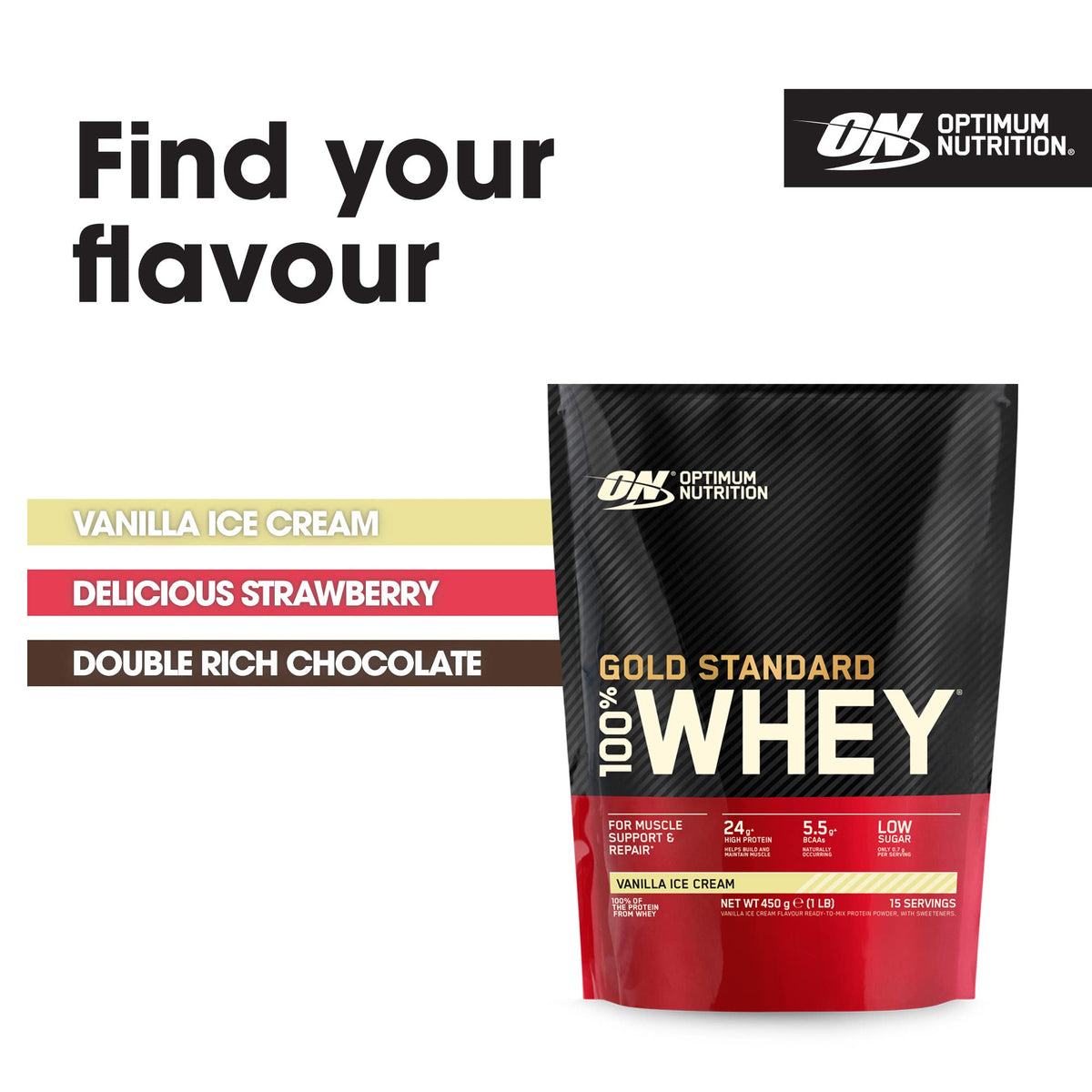 Optimum Nutrition Gold Standard 100% Whey Muscle Building and Recovery Protein Powder With Naturally Occurring Glutamine and BCAA Amino Acids, Double Rich Chocolate Flavour, Pack of 24, 24 x 31g