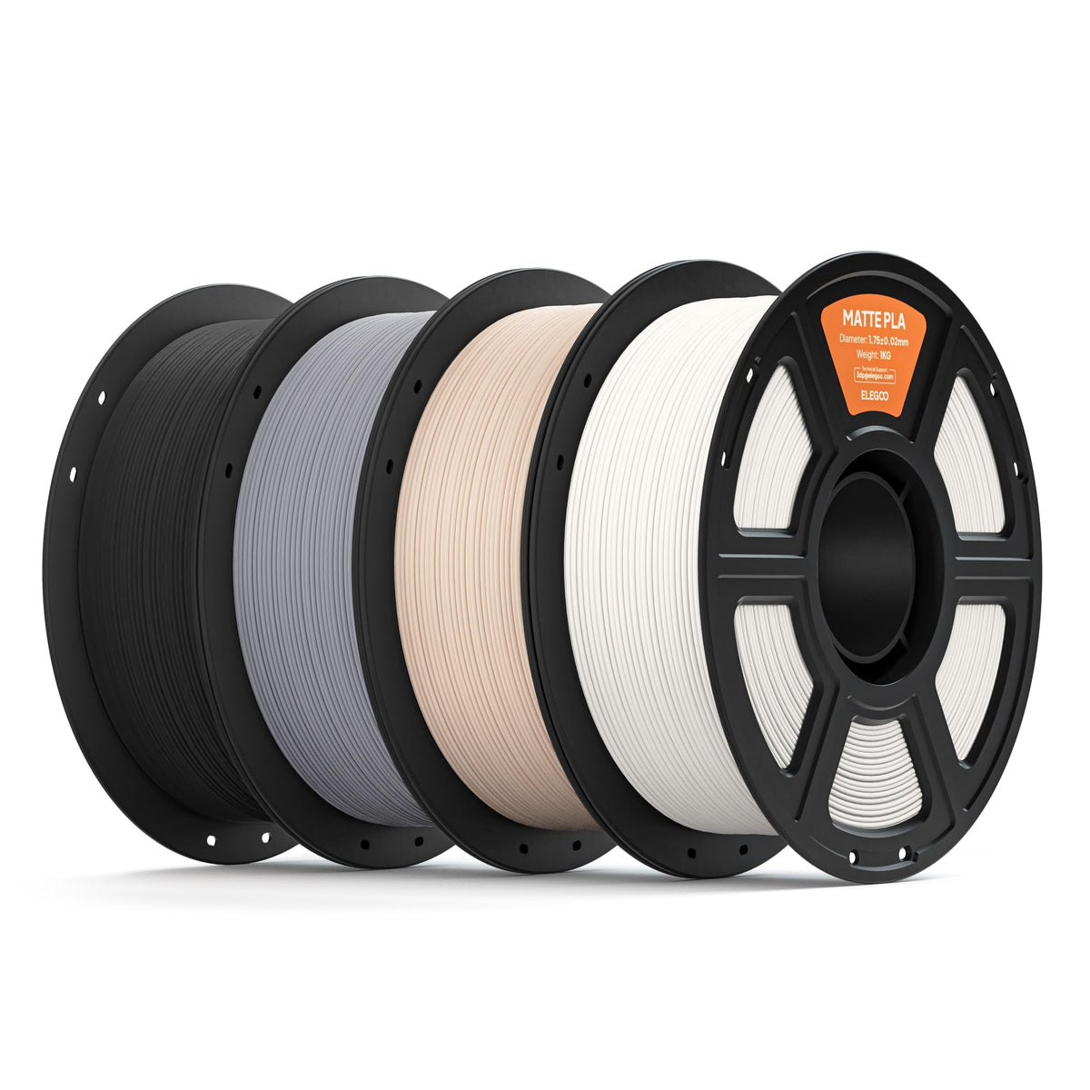 ELEGOO Matte PLA 3D Printer Filament 1.75mm White 2KG, Matte Finish