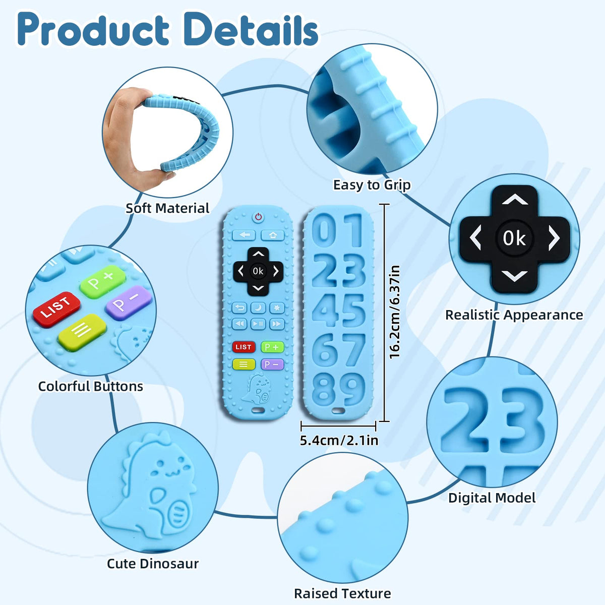 AiTuiTui Baby Teether for Teething Relief Baby Toys 0 3 6 9 12 Months, Sensory Silicone Remote Control Baby Teether Toy for Babies Newborn Infant Boy Girl Autism Toys for Baby Gifts