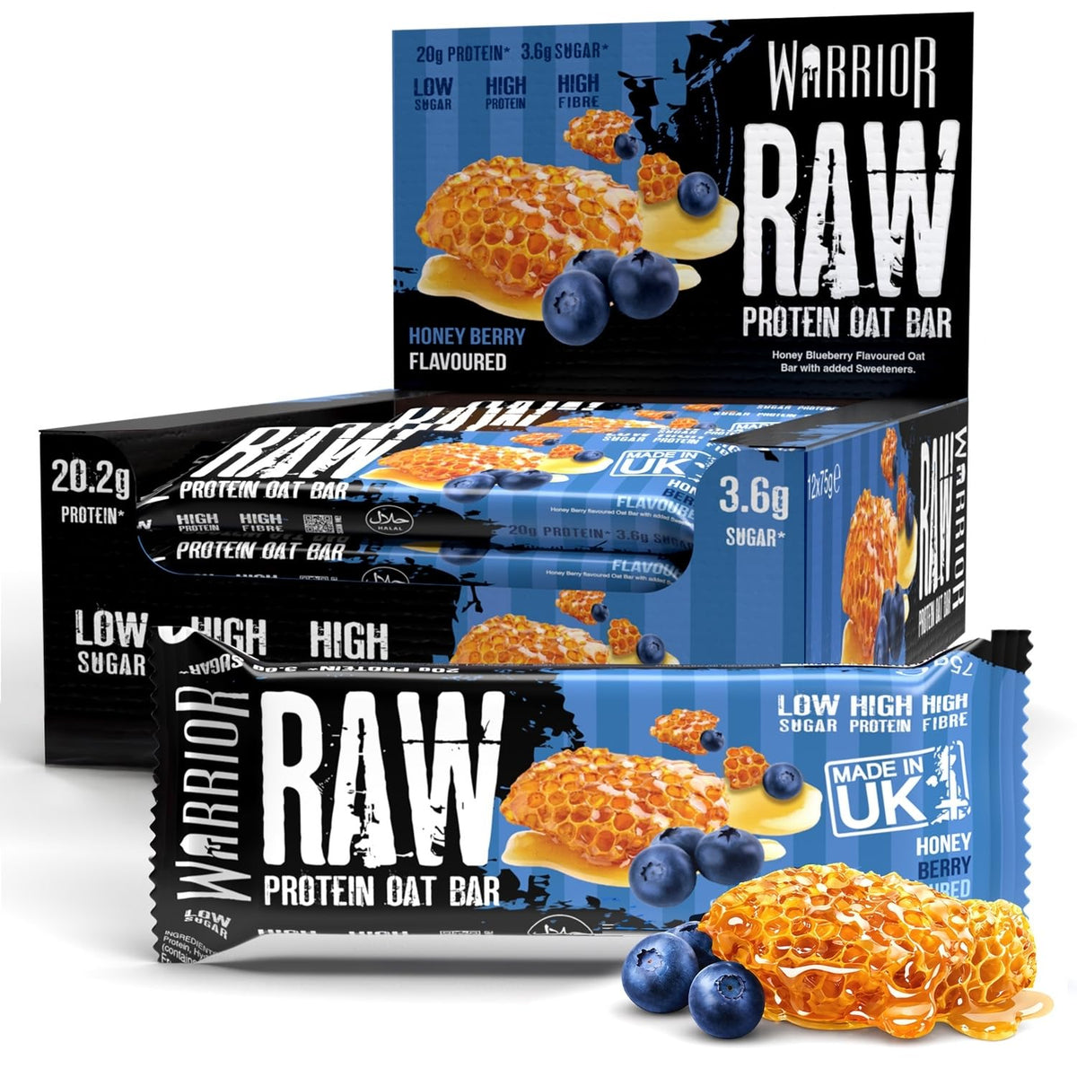 Warrior RAW Protein Bars 12 x 75g High Protein Oat Flapjack Snack