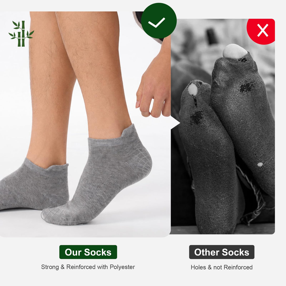 Niorasen Bamboo Trainer Socks for Men & Women, 6 Pairs, Low Cut