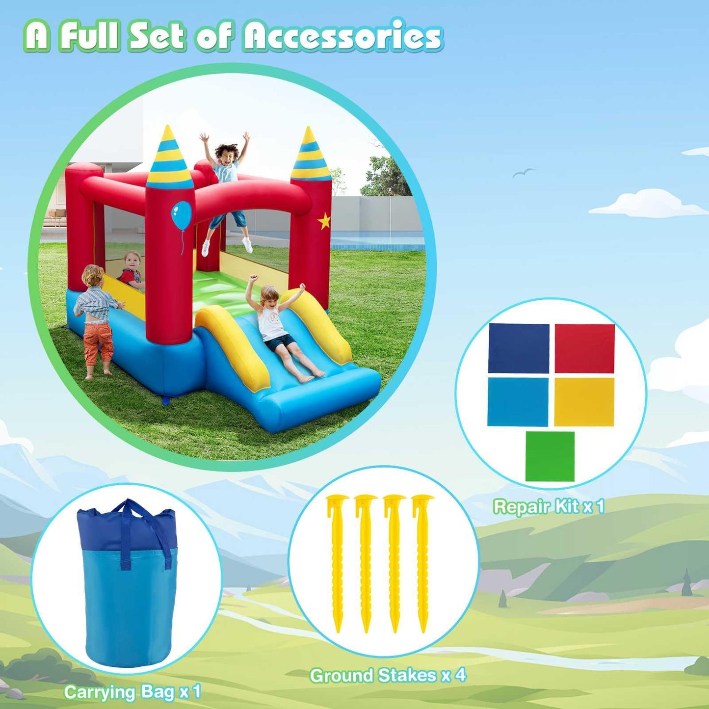 Maxmass Kids Inflatable Bouncy Castle with Slide — 260x205x190cm | Ages 3-10