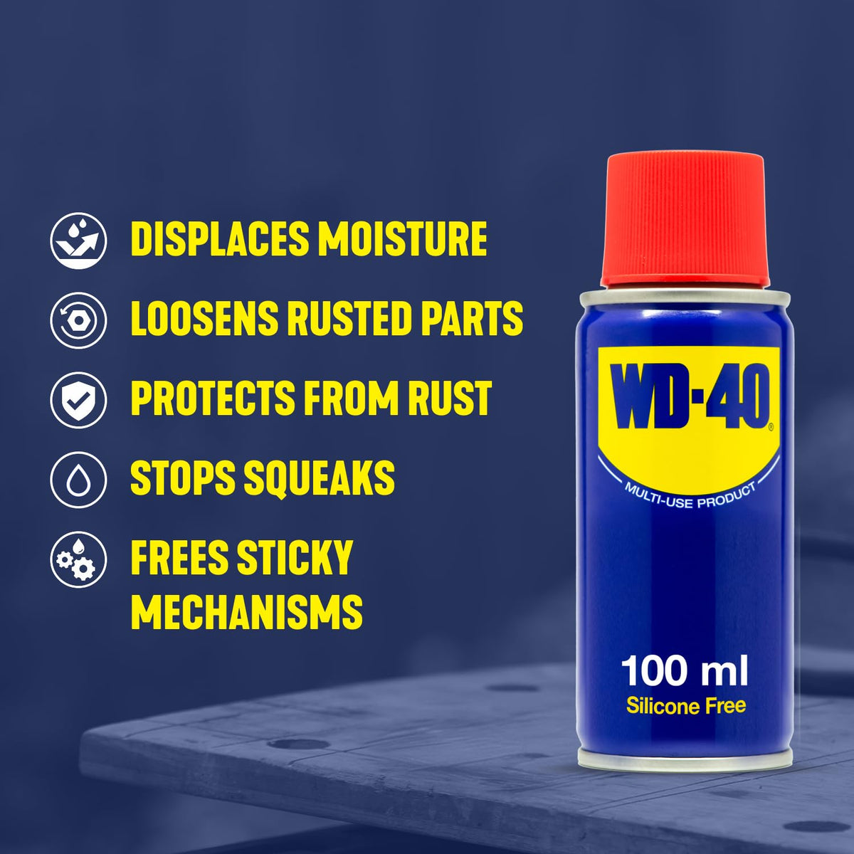 WD-40 Multi-Use Product Lubricant Spray Can, 100ml Toolbox Size, Single Can