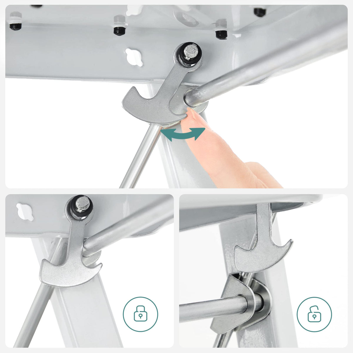 SONGMICS 2-Step Ladder, Folding Step Ladder, Safety, Holds up to 150KG