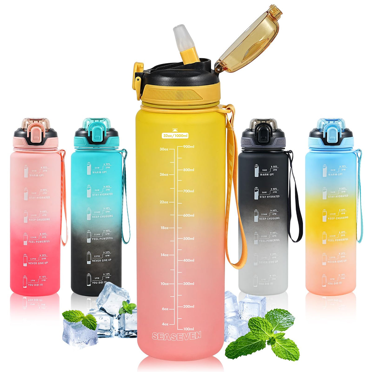 SEASEVEN Flat Water Bottle 750ML for Gym,School Office(Flat Pink)