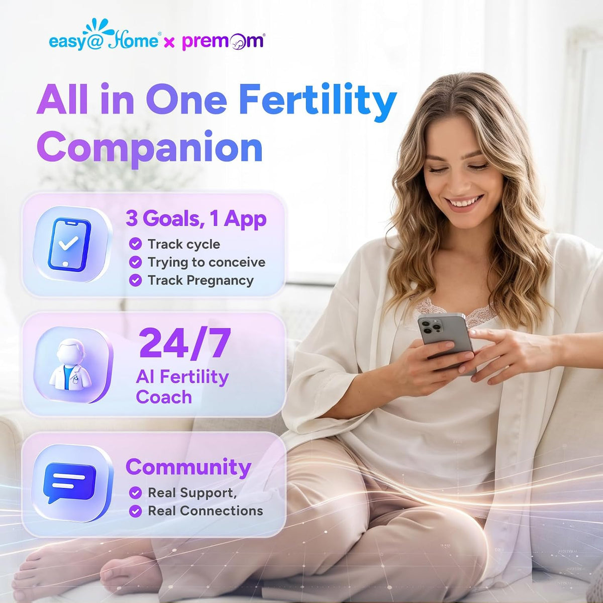 Easy@Home Ovulation Tests 25 Pack, LH Test Kit Powered by Premom App