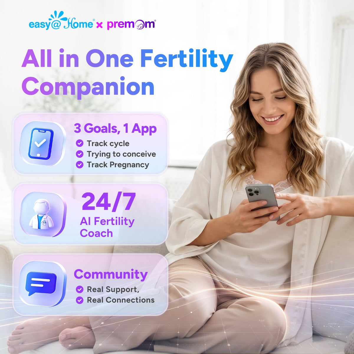 Easy@Home Ovulation Tests 25 Pack, LH Test Kit Powered by Premom App